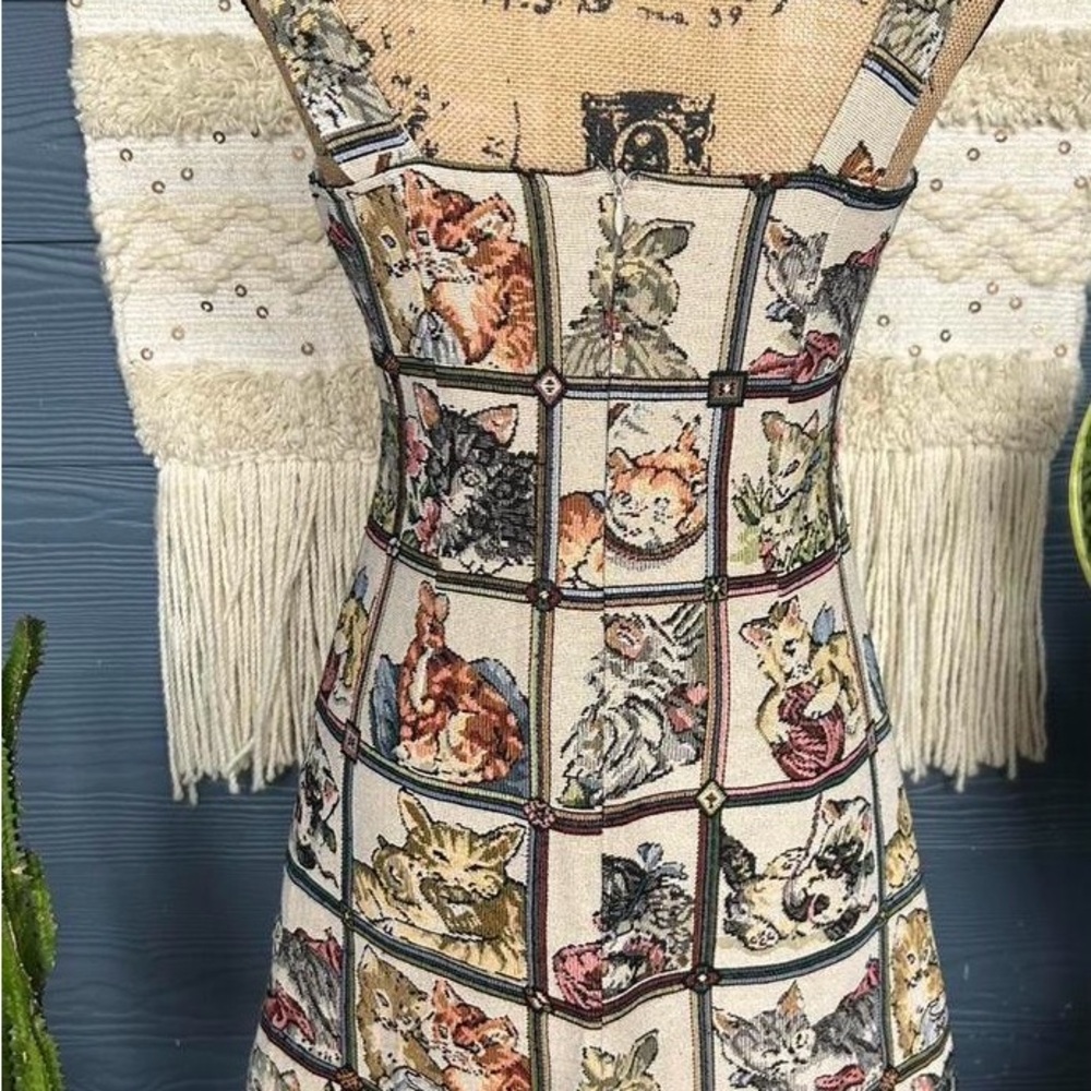 Cider Cat Print Patchwork Dress - image 3